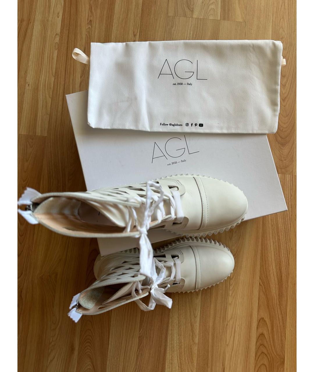AGL Бежевые кожаные ботинки, фото 7