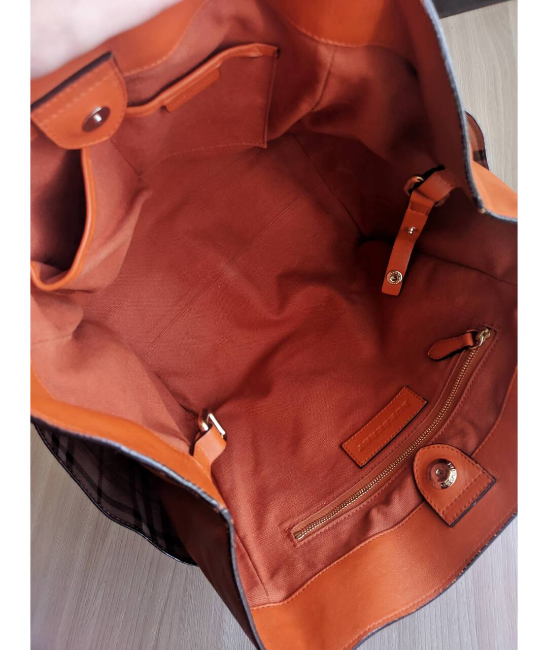 BURBERRY Оранжевая кожаная сумка тоут, фото 4