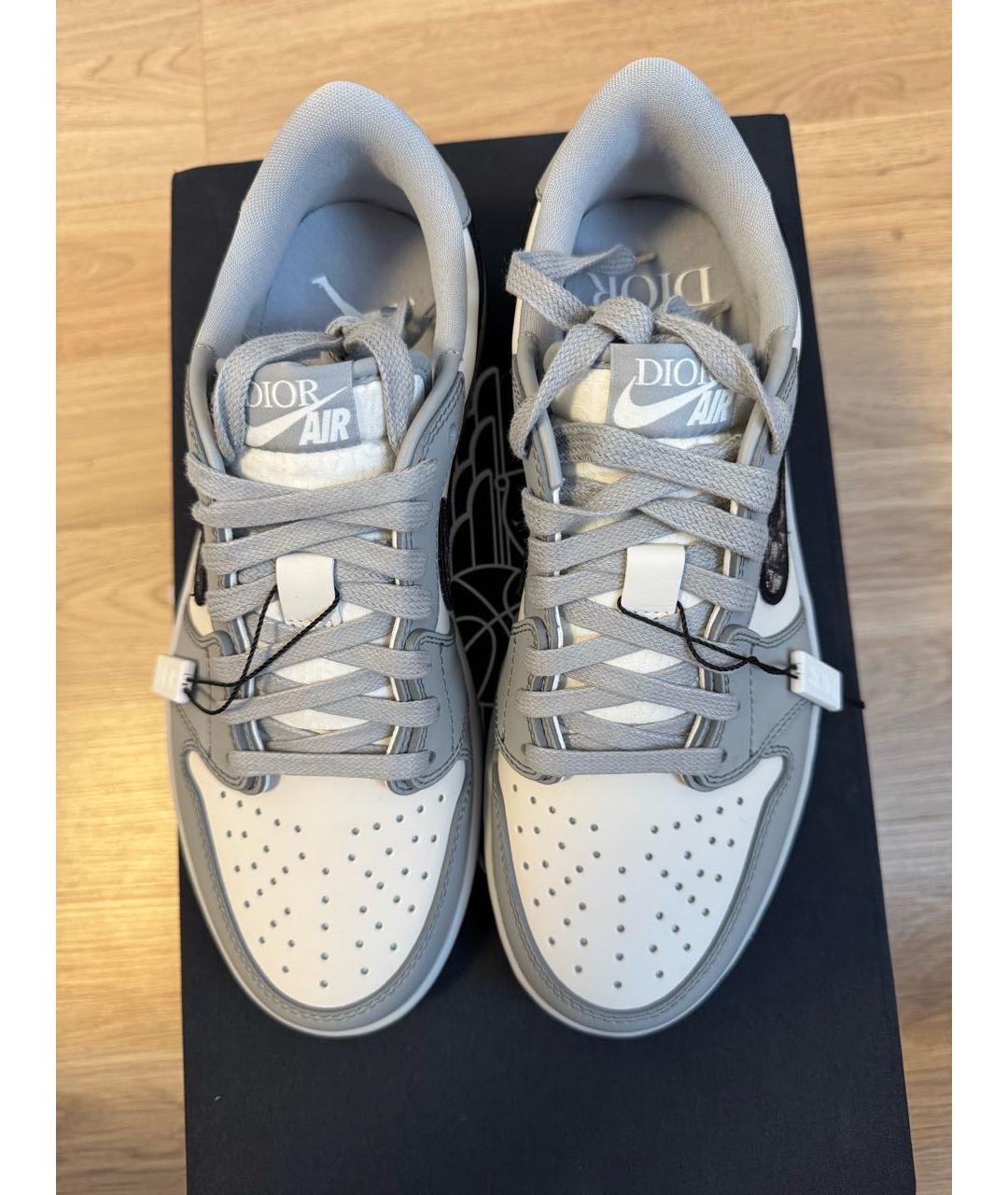 JORDAN Серые кожаные низкие кроссовки / кеды, фото 2