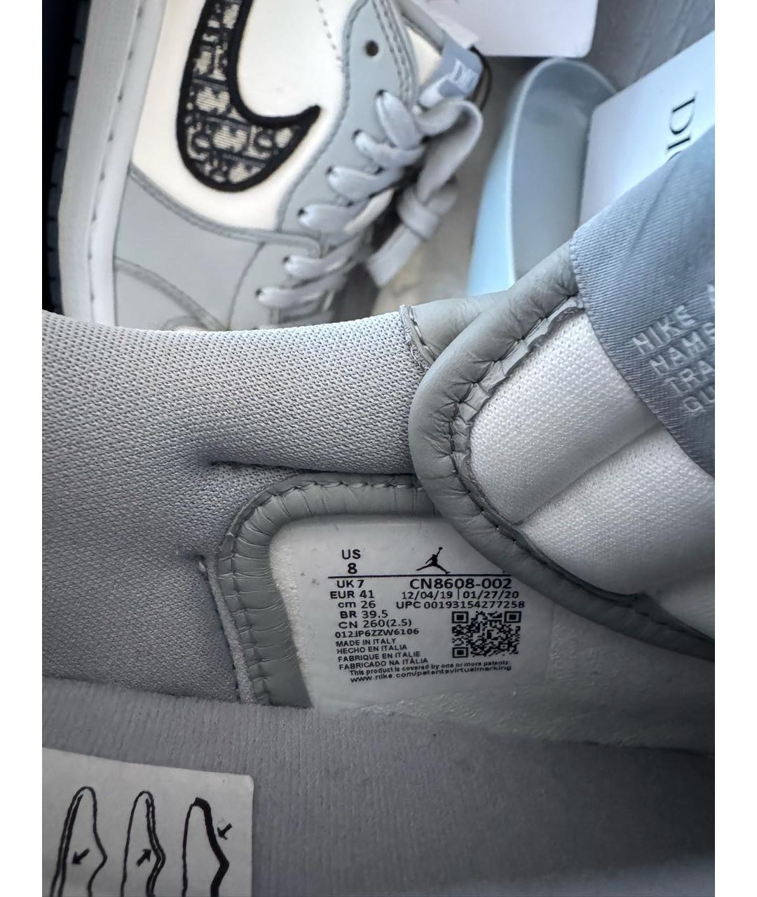 JORDAN Серые кожаные низкие кроссовки / кеды, фото 6