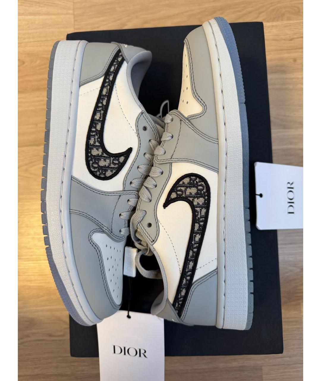 JORDAN Серые кожаные низкие кроссовки / кеды, фото 3