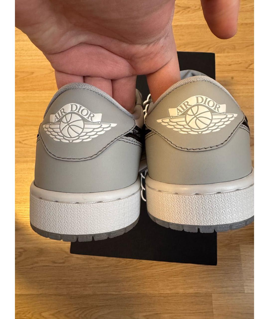 JORDAN Серые кожаные низкие кроссовки / кеды, фото 4