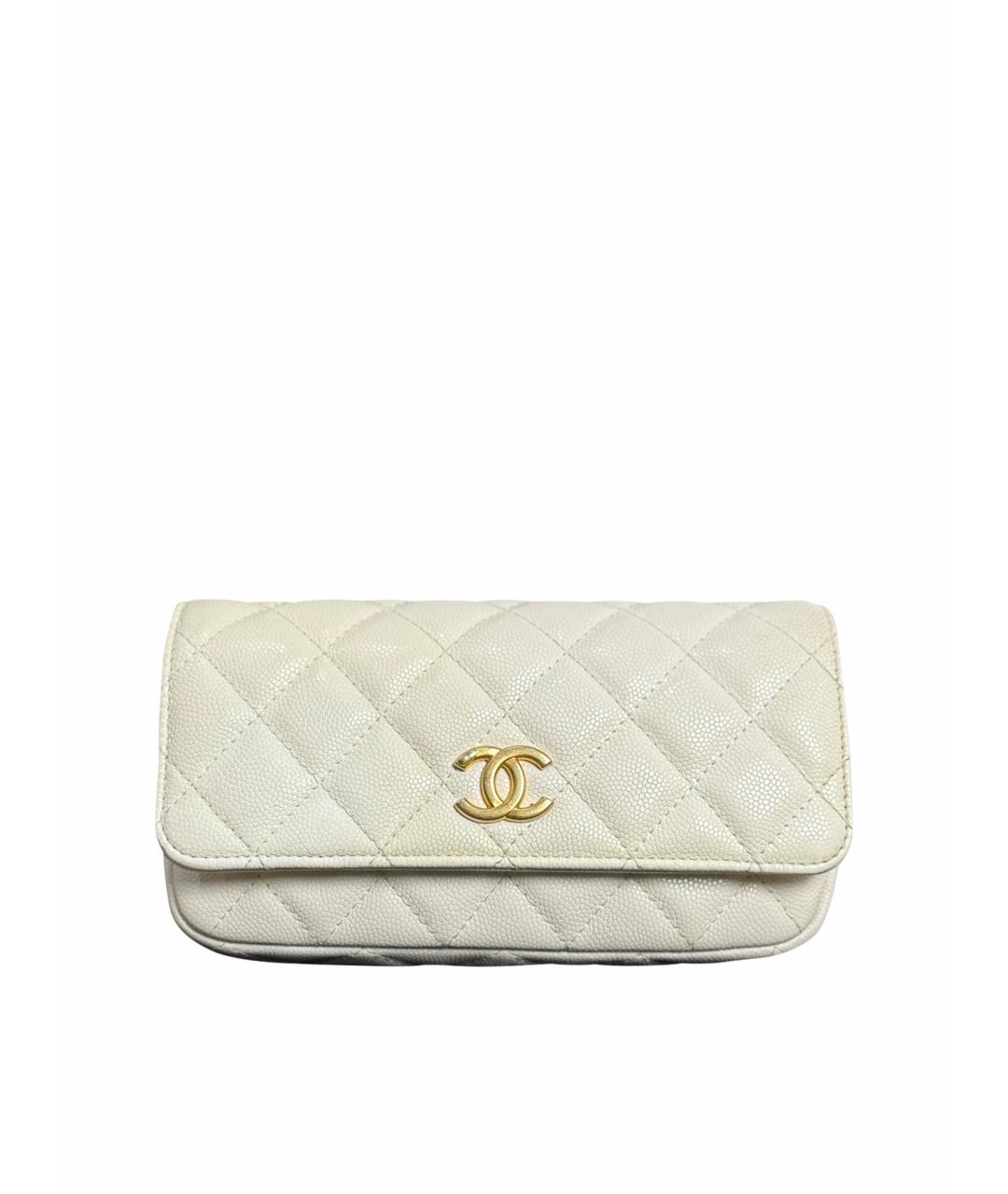CHANEL Белая кожаная сумка через плечо, фото 1