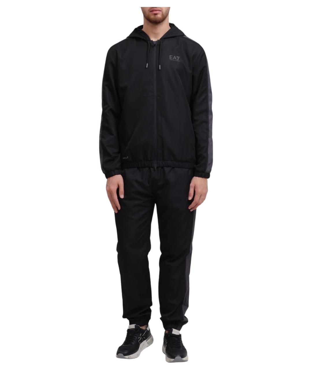 EA7 Черный полиэстеровый спортивный костюм, фото 1