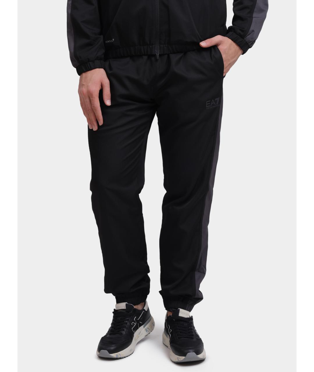 EA7 Черный полиэстеровый спортивный костюм, фото 3