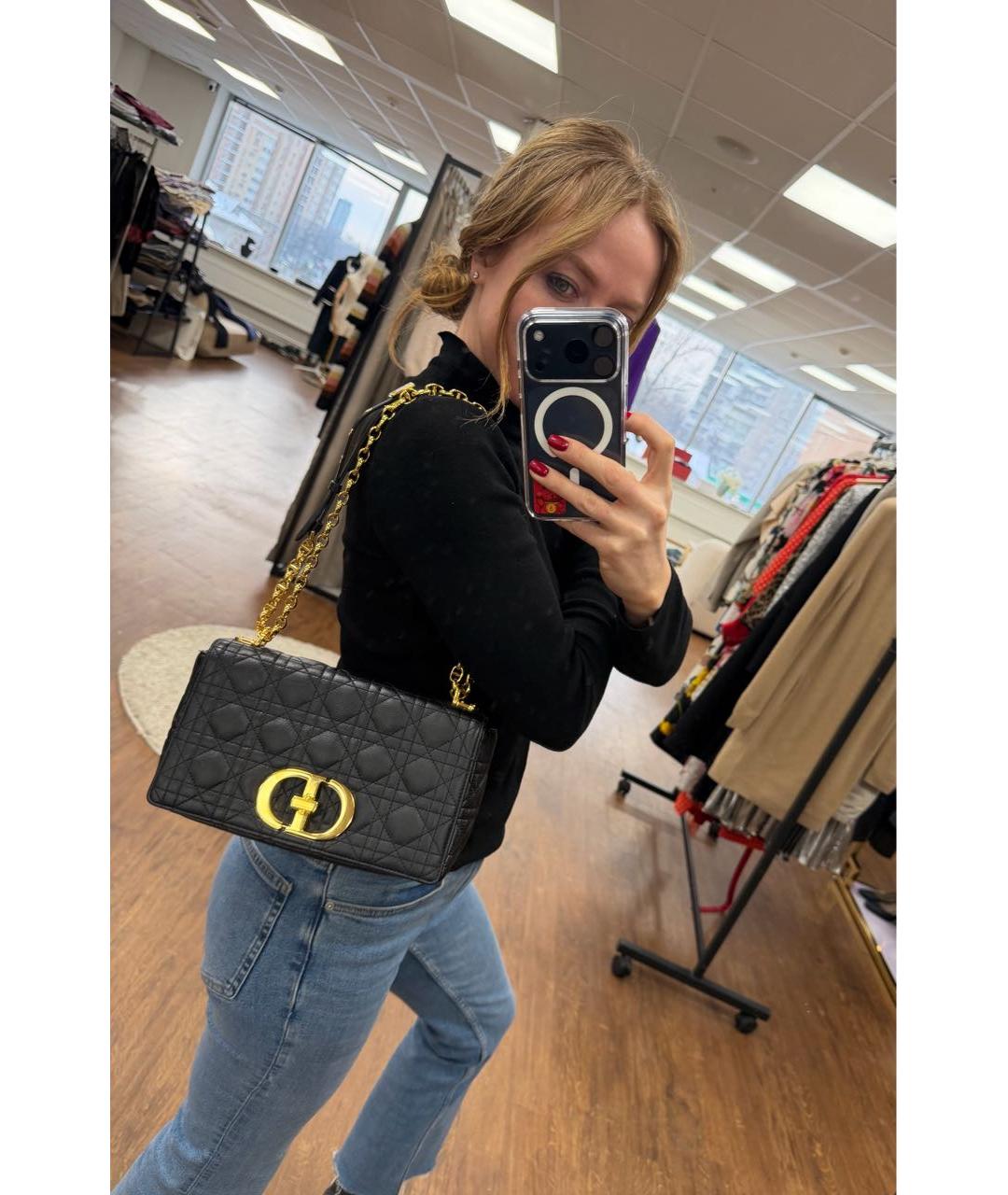 CHRISTIAN DIOR Черная кожаная сумка через плечо, фото 5