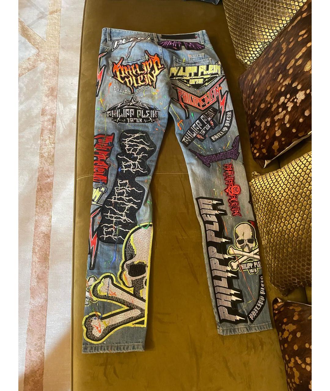 PHILIPP PLEIN Мульти хлопковые прямые джинсы, фото 2