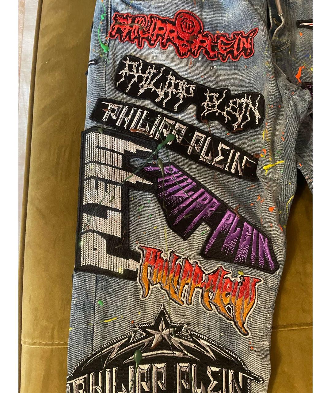 PHILIPP PLEIN Мульти хлопковые прямые джинсы, фото 3