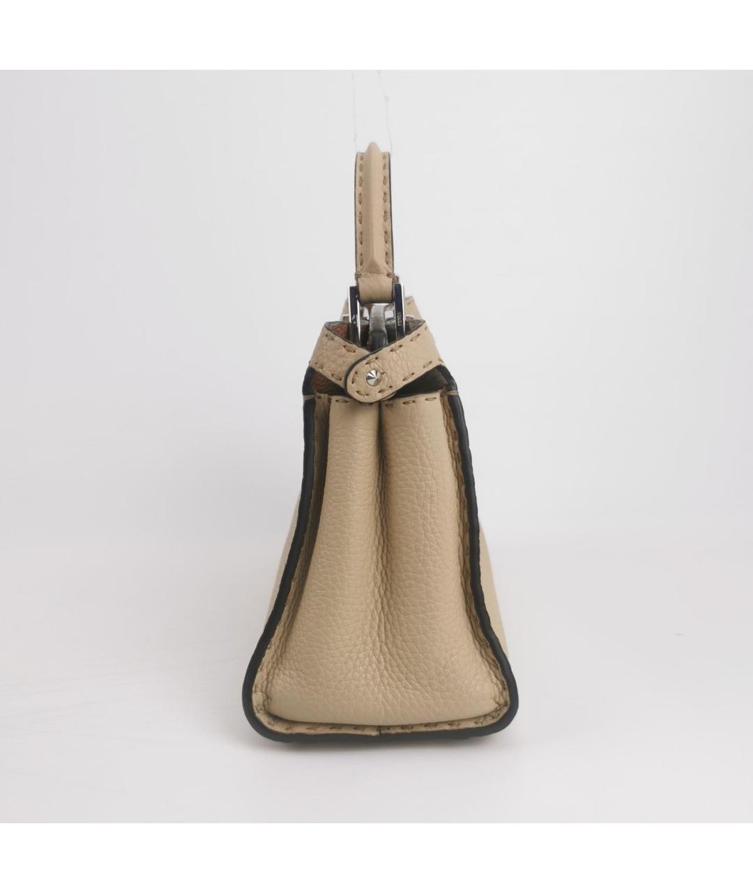 FENDI Бежевая кожаная сумка через плечо, фото 3