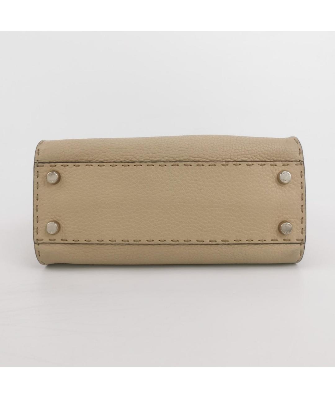 FENDI Бежевая кожаная сумка через плечо, фото 5