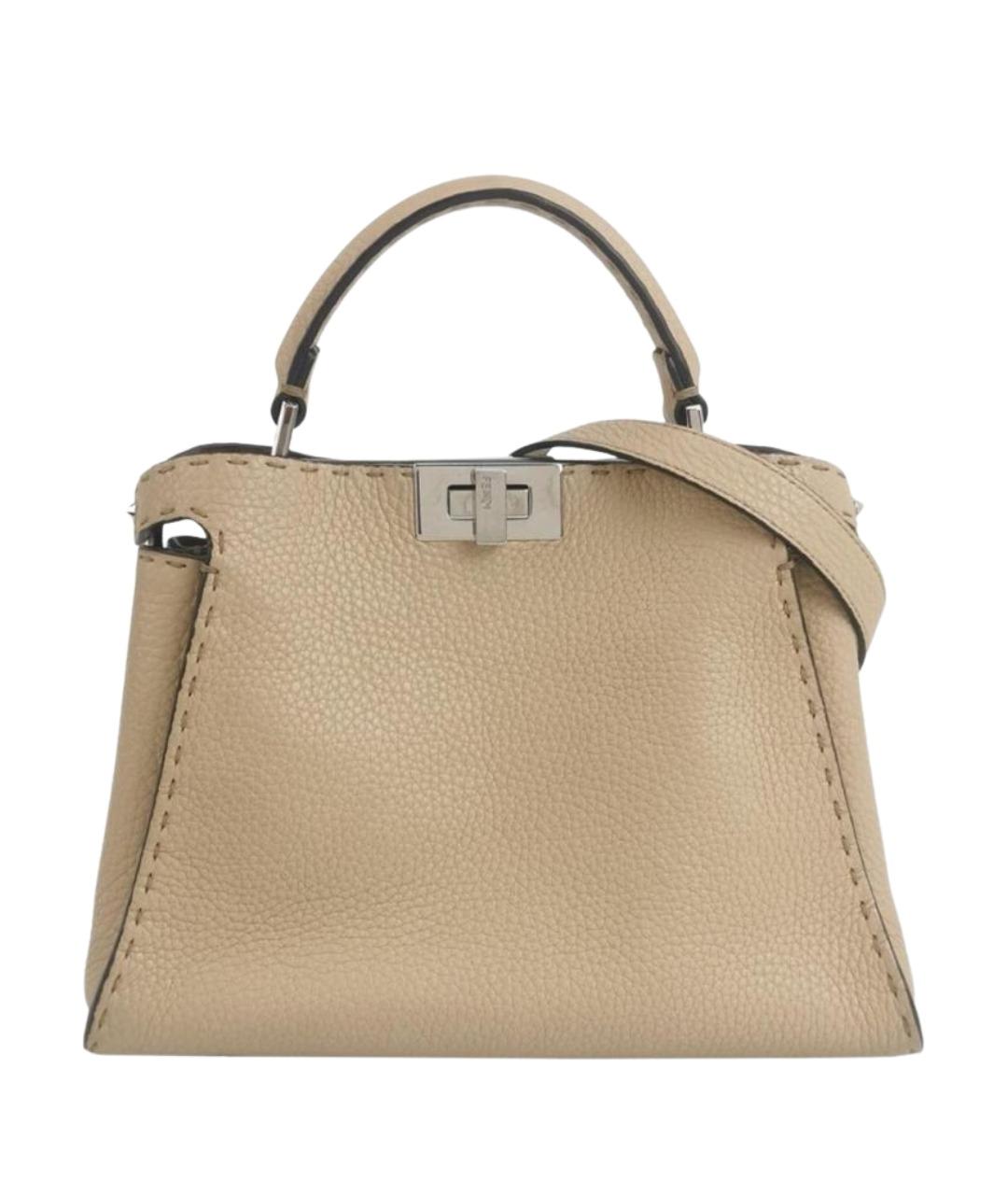 FENDI Бежевая кожаная сумка через плечо, фото 1