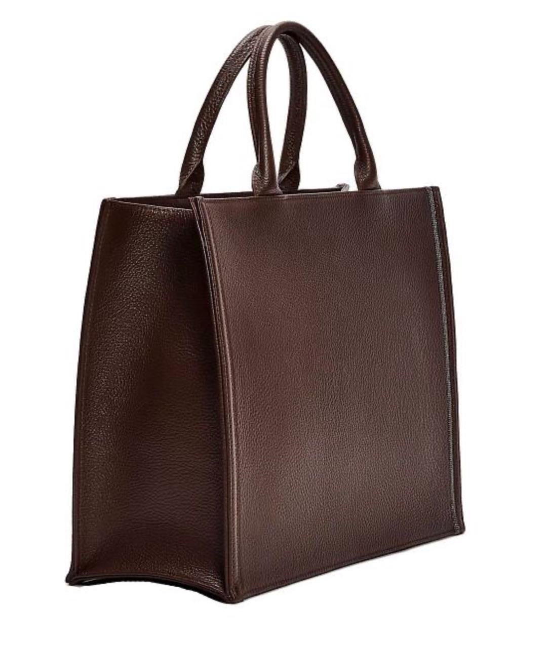 FABIANA FILIPPI Коричневая кожаная сумка тоут, фото 2