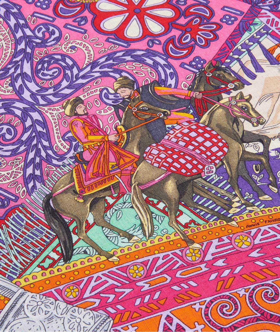 HERMES Розовый кашемировый платок, фото 3