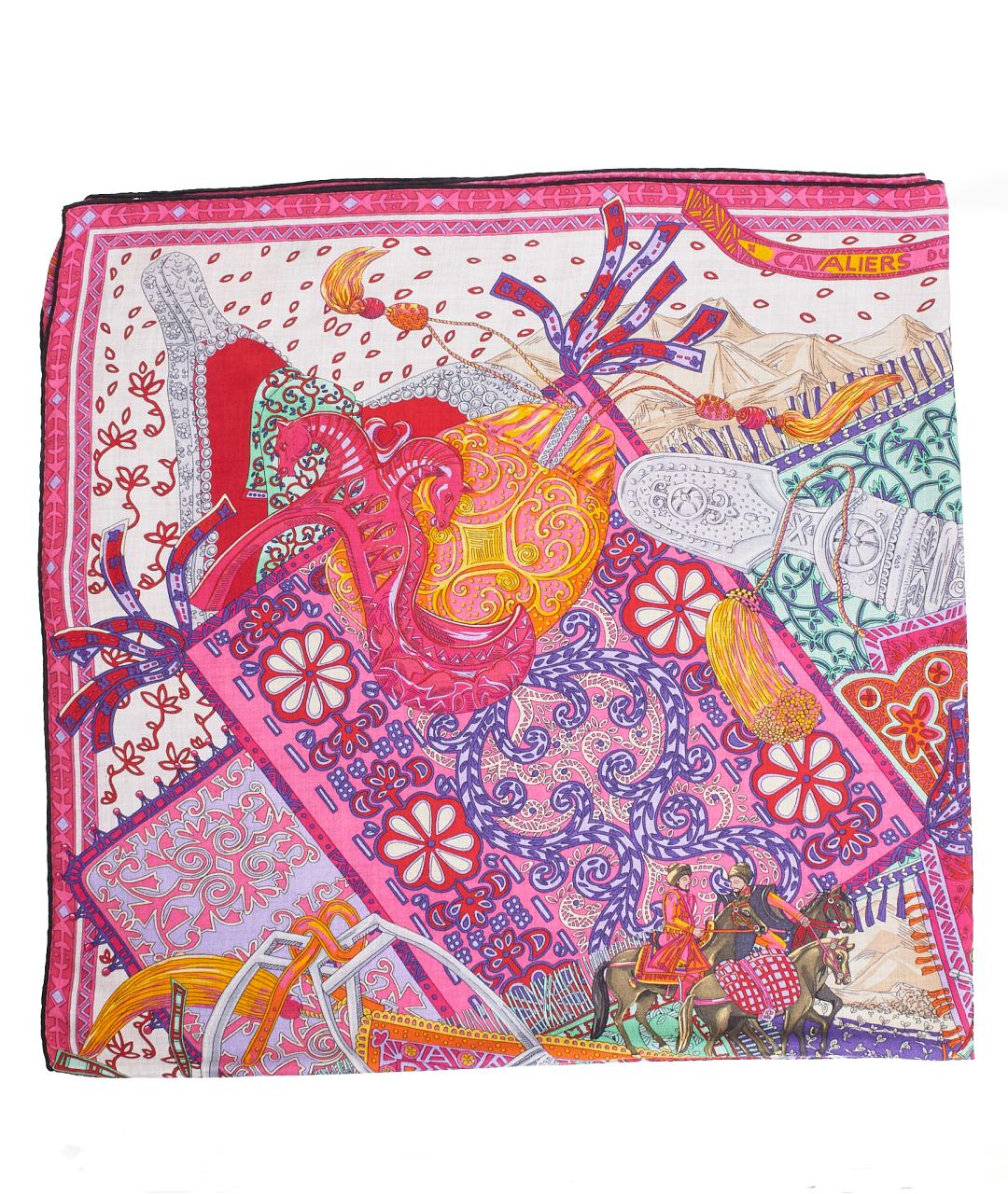 HERMES Розовый кашемировый платок, фото 1