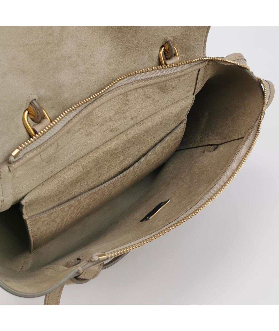 CELINE Бежевая кожаная сумка тоут, фото 6