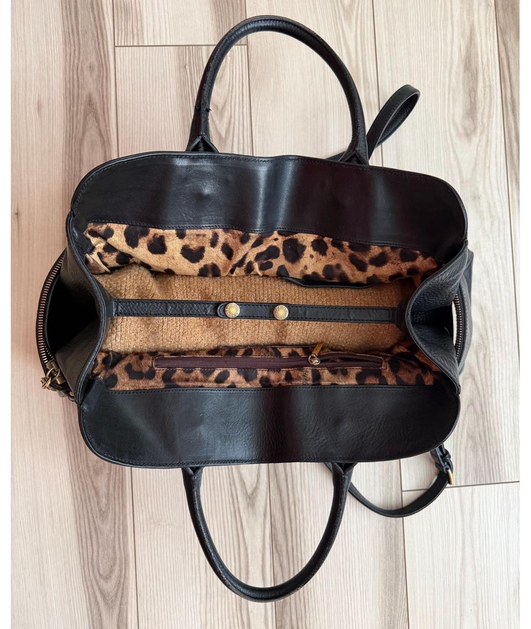 DOLCE&GABBANA Черная кожаная сумка с короткими ручками, фото 4