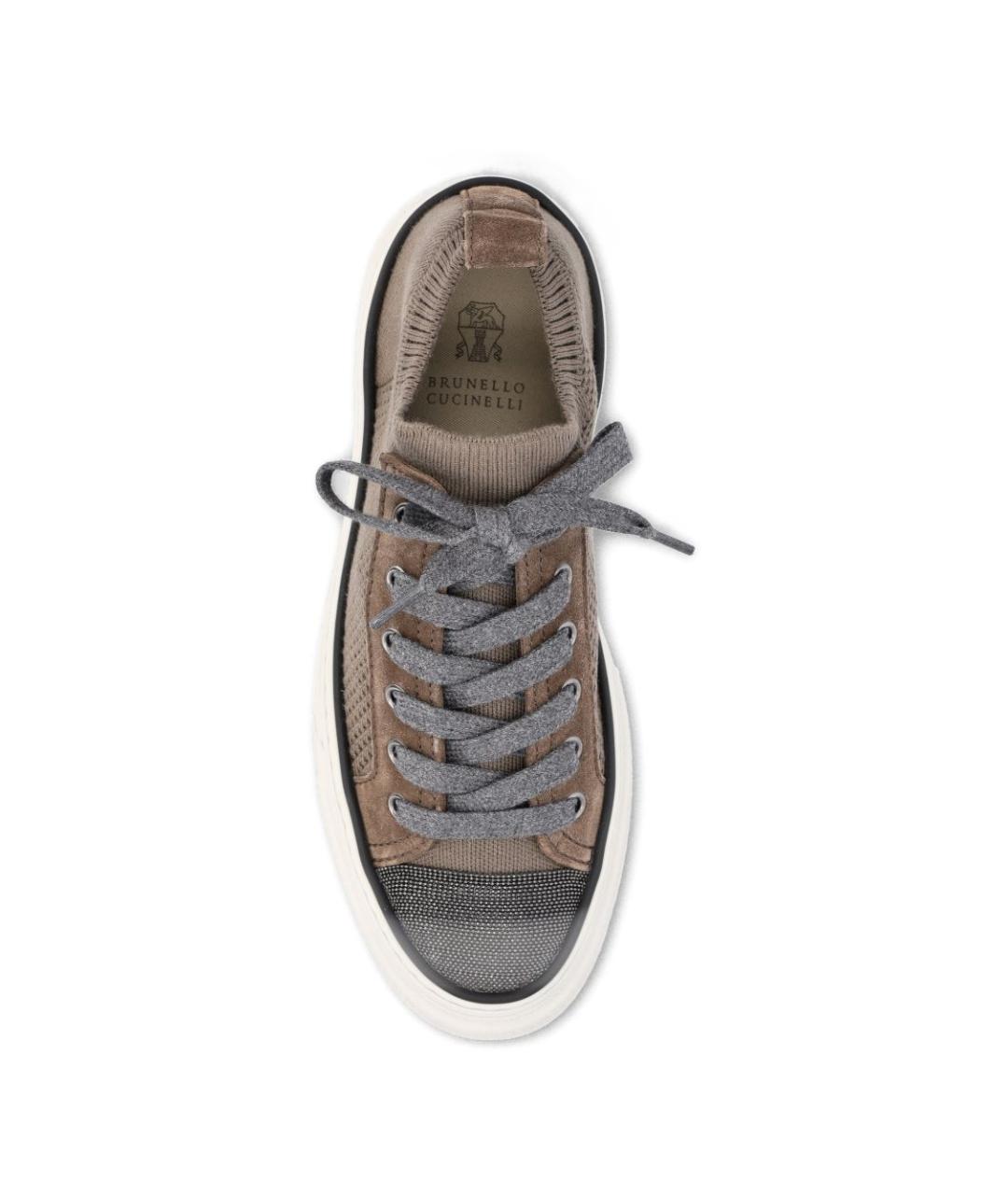 BRUNELLO CUCINELLI Коричневые текстильные кроссовки, фото 4