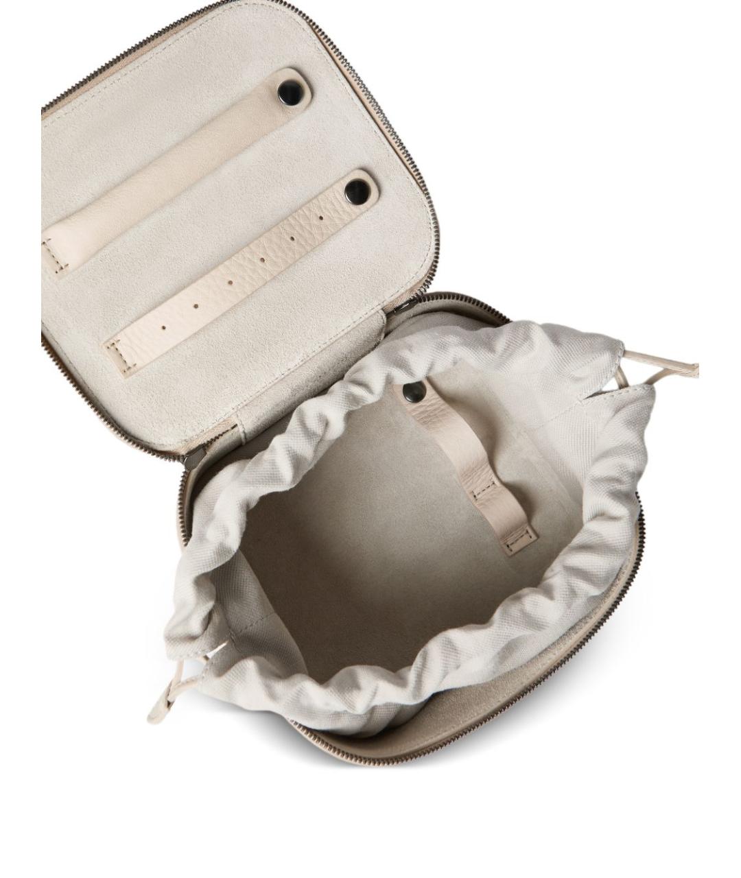 BRUNELLO CUCINELLI Бежевая кожаная косметичка, фото 4