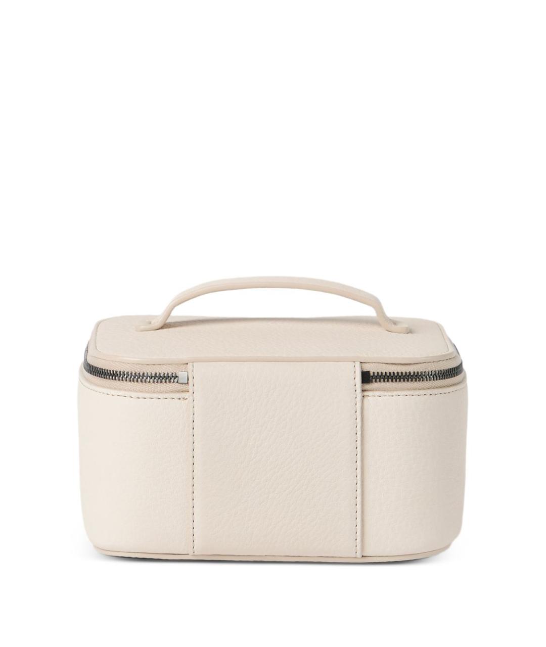 BRUNELLO CUCINELLI Бежевая кожаная косметичка, фото 3