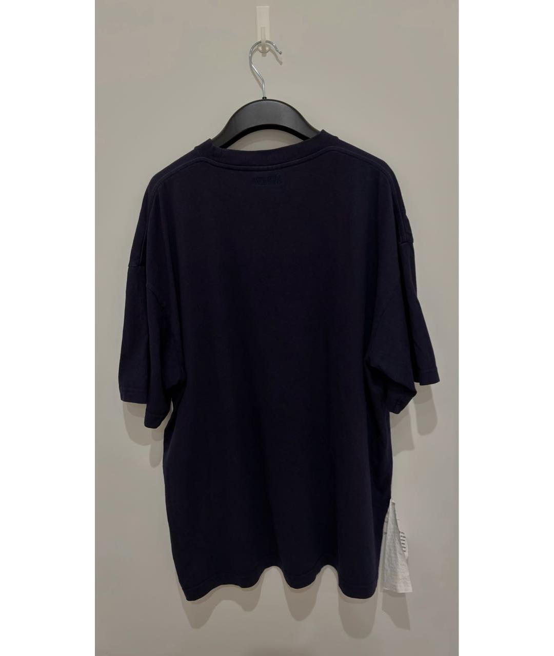 VETEMENTS Темно-синяя хлопковая футболка, фото 4