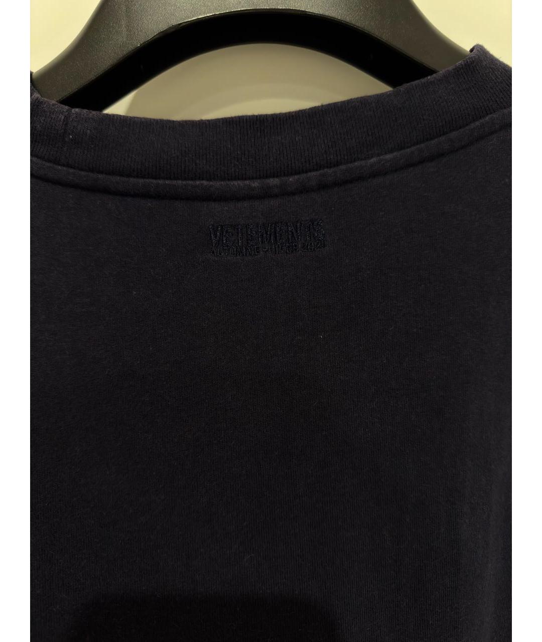 VETEMENTS Темно-синяя хлопковая футболка, фото 5