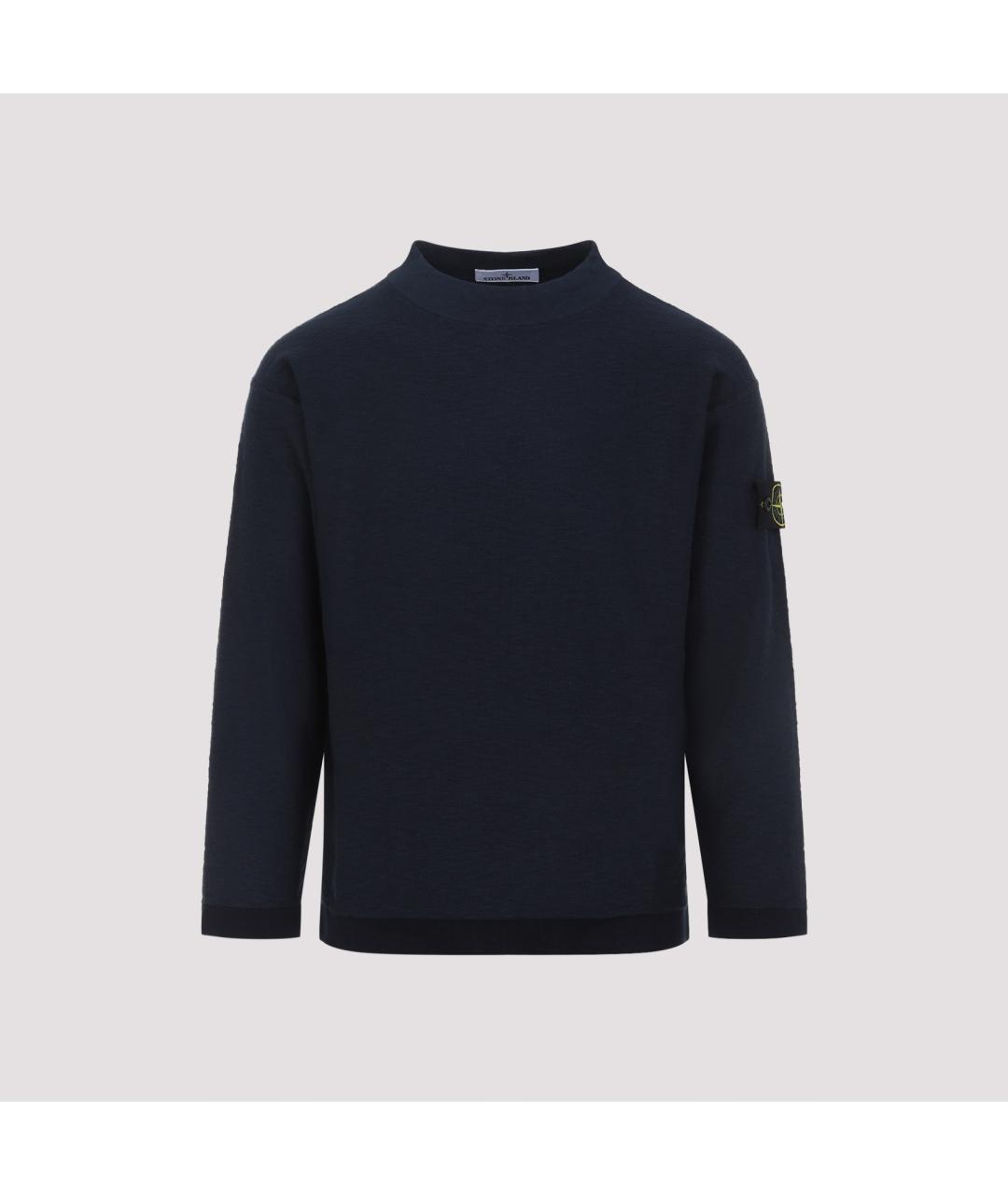 STONE ISLAND Темно-синий хлопковый джемпер / свитер, фото 3