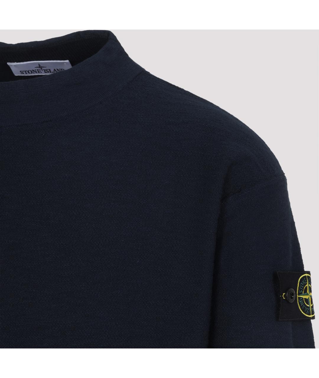 STONE ISLAND Темно-синий хлопковый джемпер / свитер, фото 5
