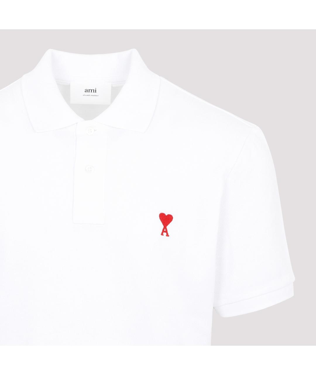 Ami Paris Белое хлопковое поло с коротким рукавом, фото 3