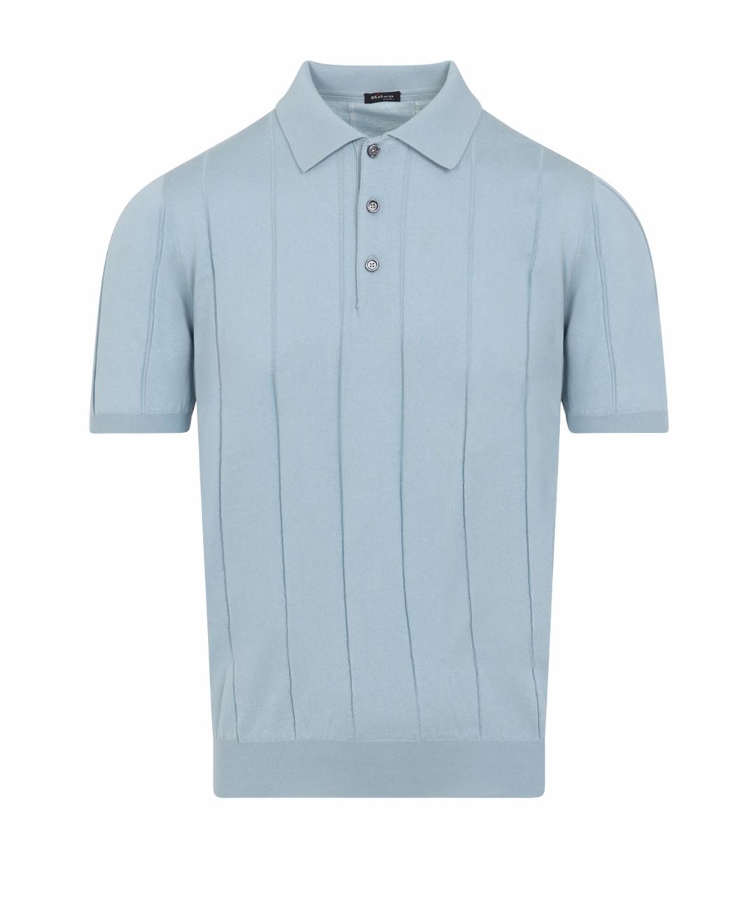 KITON Голубое хлопковое поло с коротким рукавом, фото 1