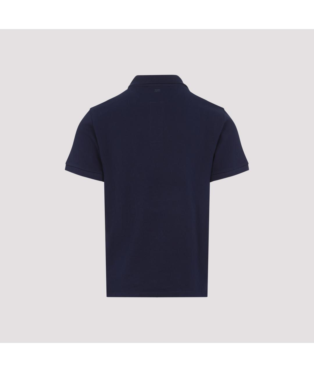 Ami Paris Синее хлопковое поло с коротким рукавом, фото 2