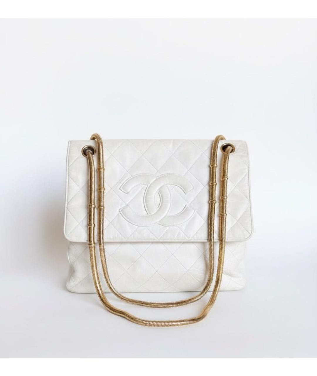 CHANEL Белая кожаная сумка через плечо, фото 9