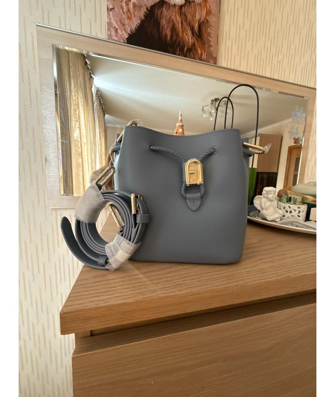 FURLA Голубая кожаная сумка через плечо, фото 4