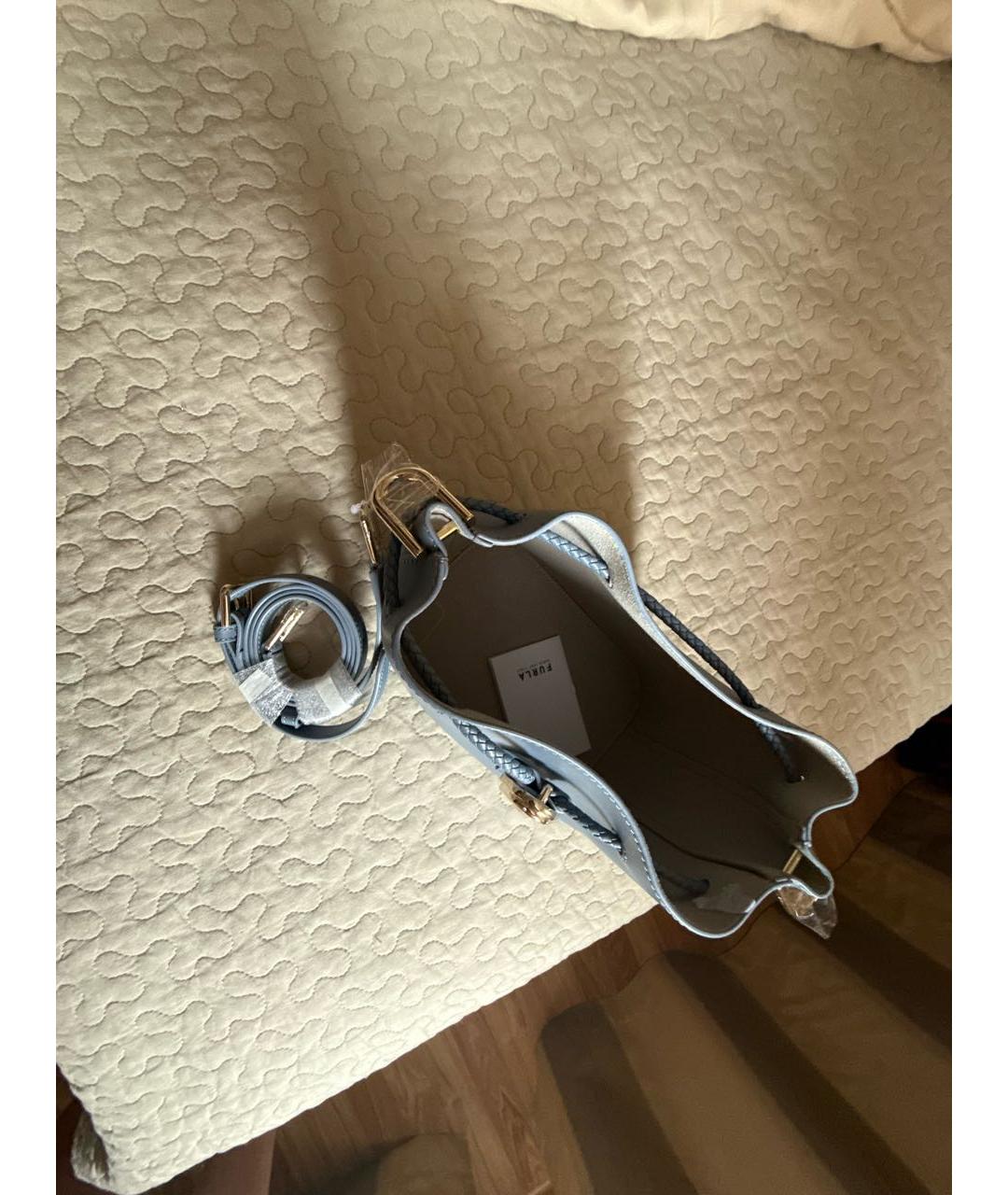 FURLA Голубая кожаная сумка через плечо, фото 3