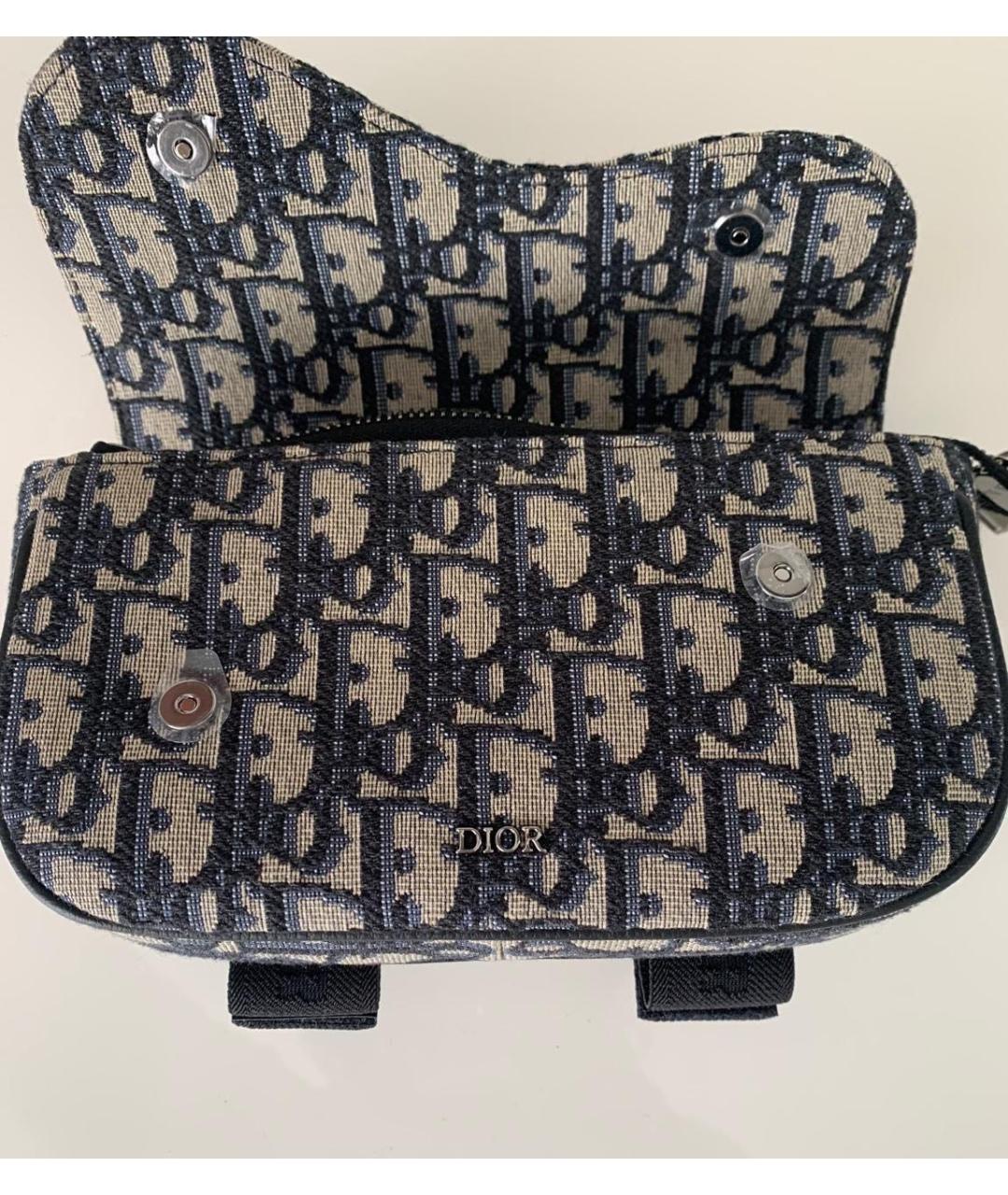 CHRISTIAN DIOR Темно-синяя жаккардовая поясная сумка, фото 4