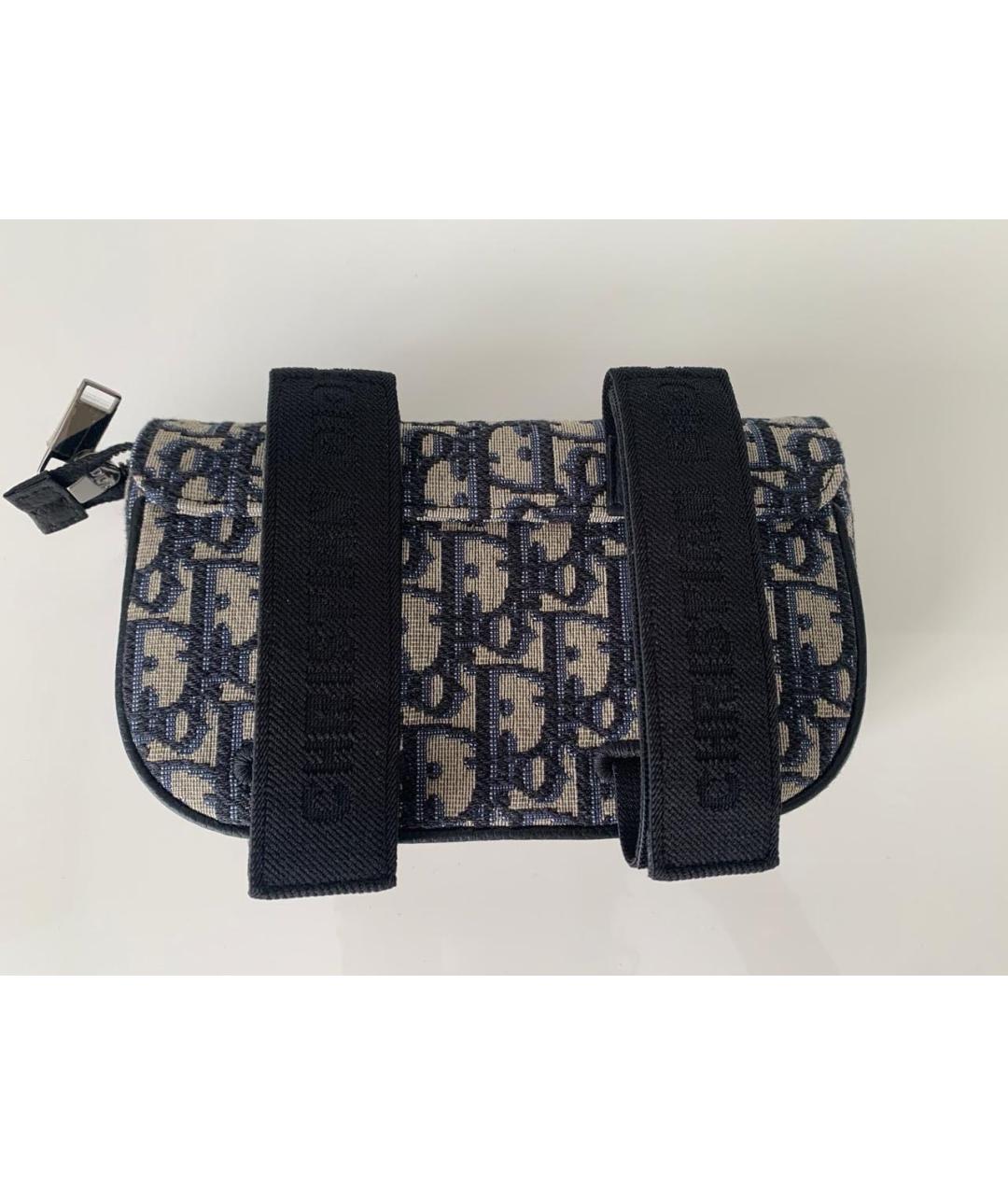 CHRISTIAN DIOR Темно-синяя жаккардовая поясная сумка, фото 2