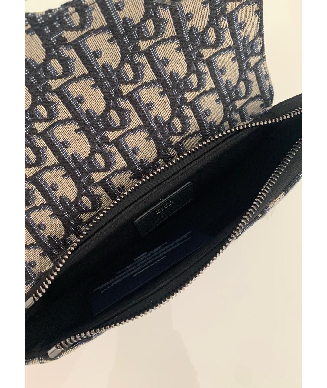 CHRISTIAN DIOR Темно-синяя жаккардовая поясная сумка, фото 6