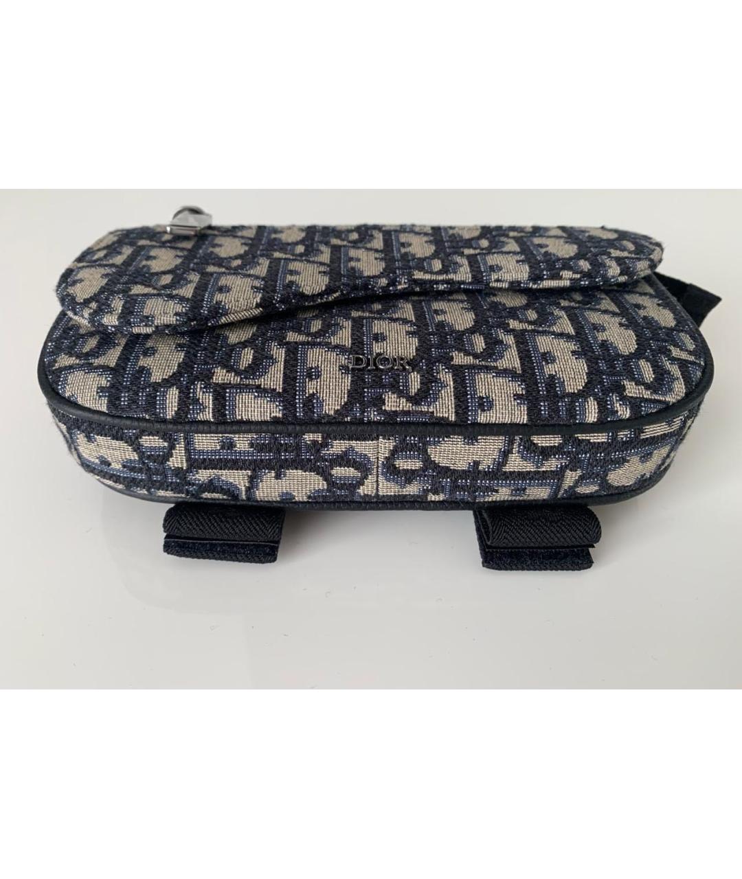 CHRISTIAN DIOR Темно-синяя жаккардовая поясная сумка, фото 5