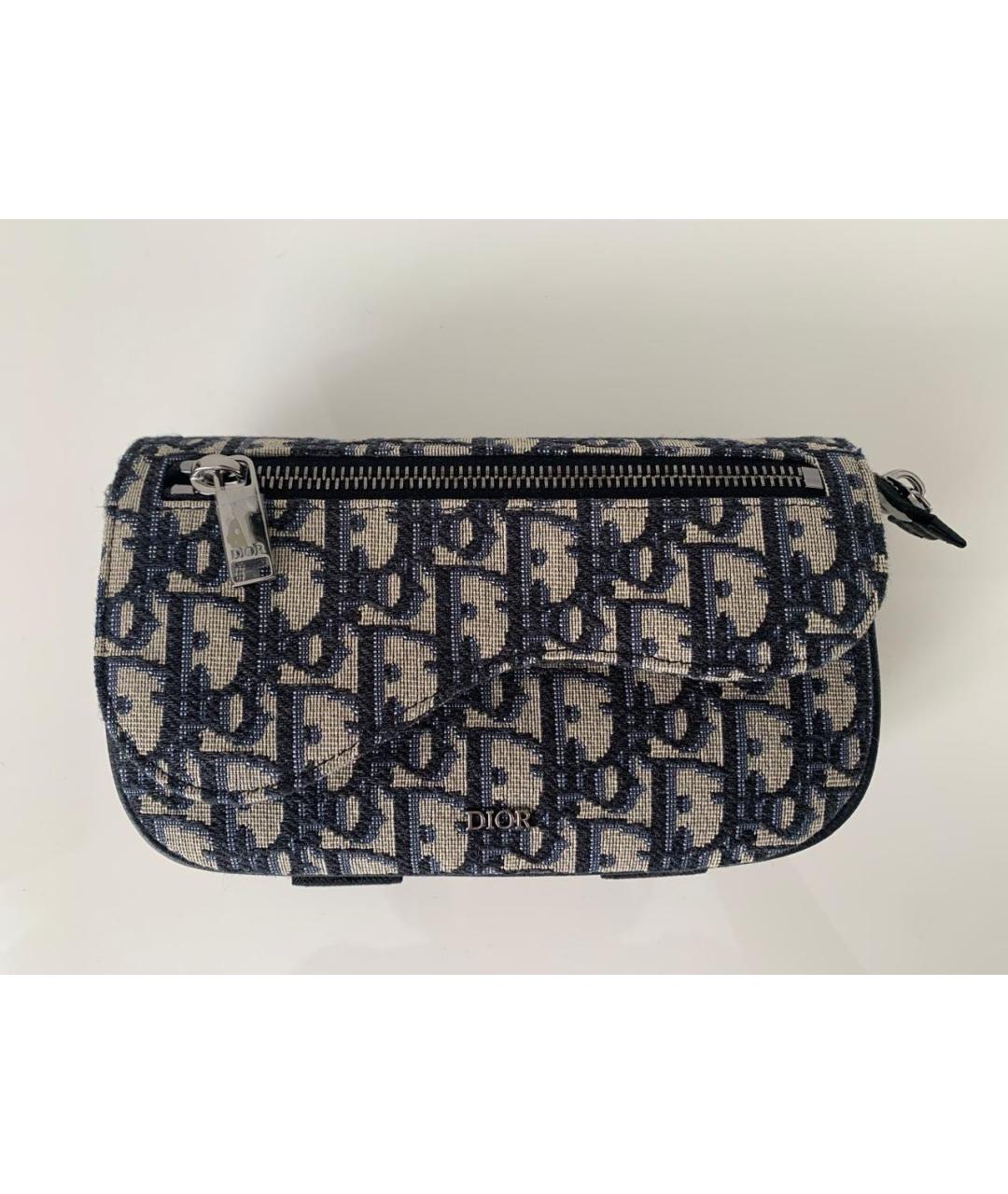 CHRISTIAN DIOR Темно-синяя жаккардовая поясная сумка, фото 7