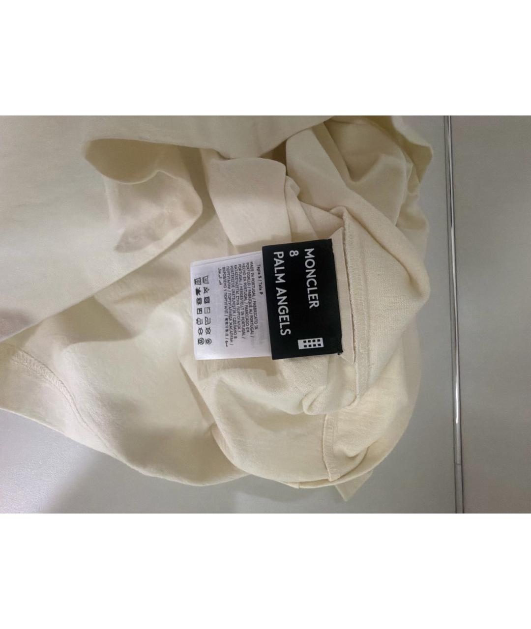 MONCLER Бежевая хлопко-эластановая футболка, фото 5