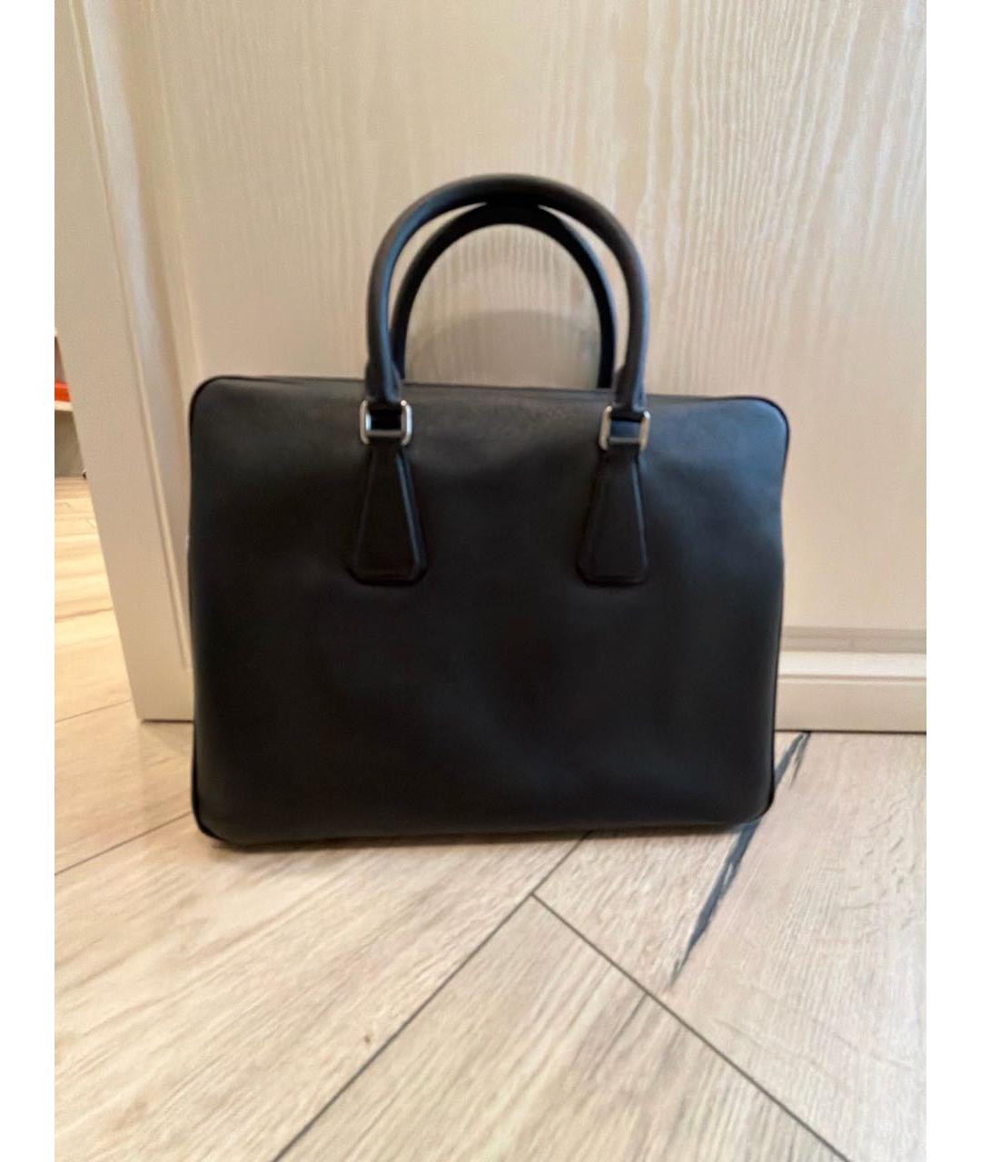 PRADA Черный кожаный портфель, фото 3