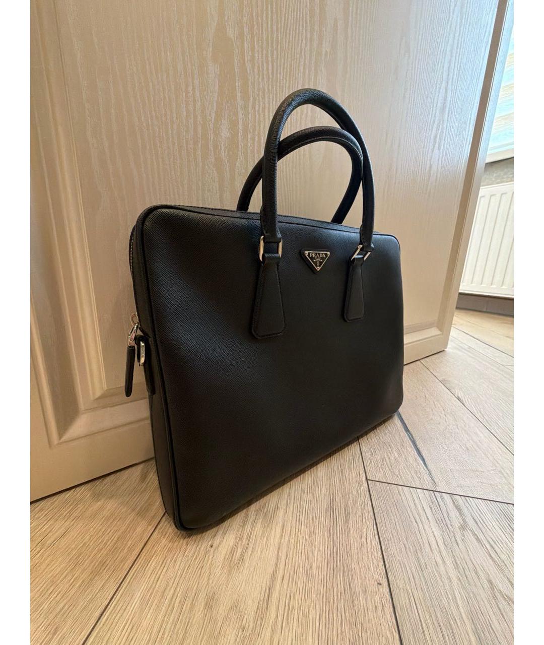 PRADA Черный кожаный портфель, фото 2