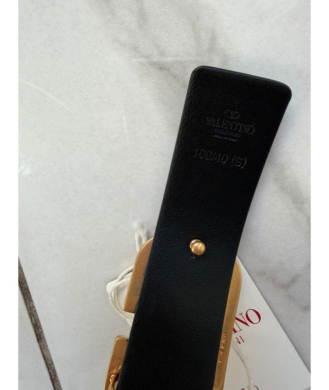 VALENTINO Черный кожаный ремень, фото 3