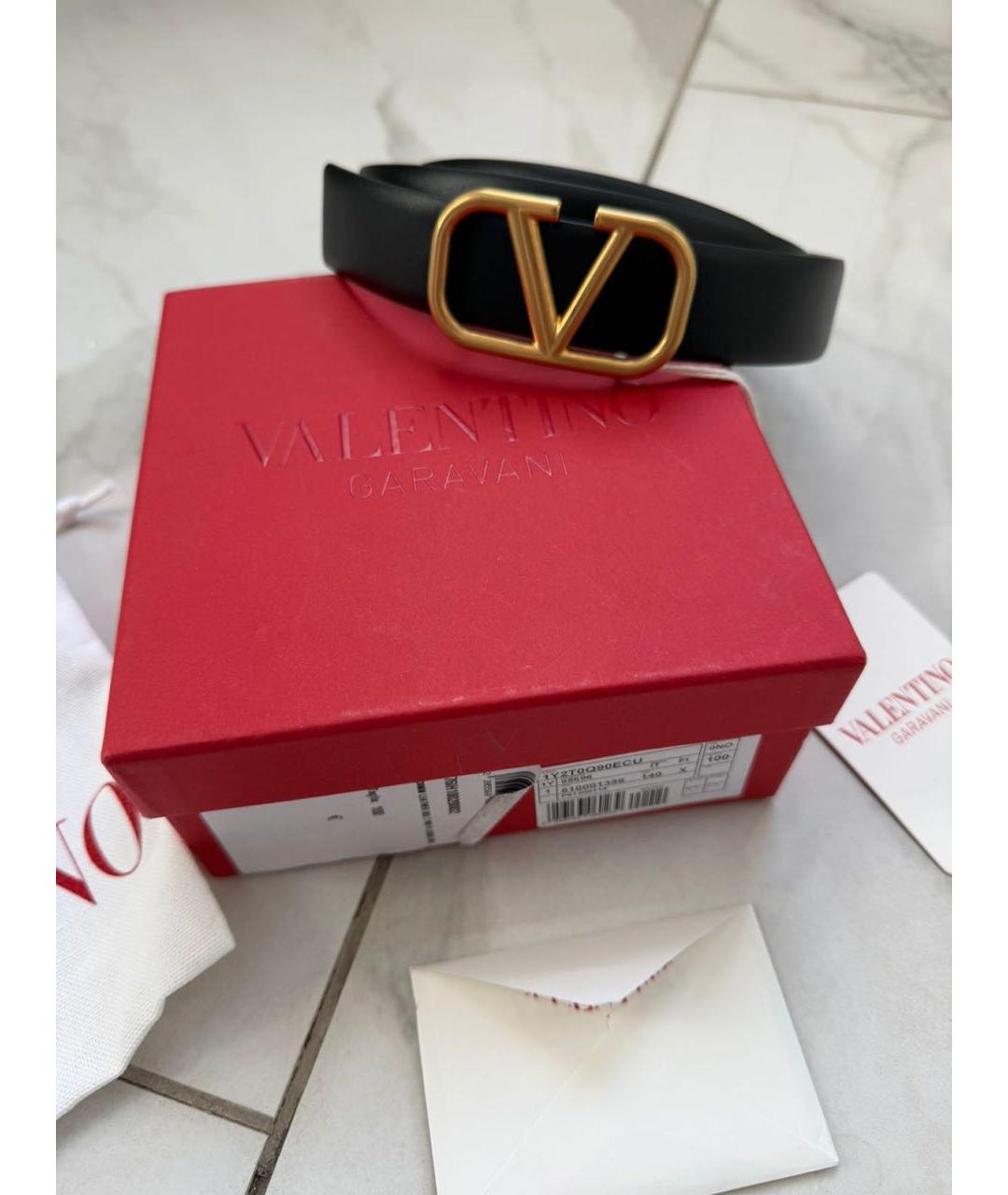 VALENTINO Черный кожаный ремень, фото 4