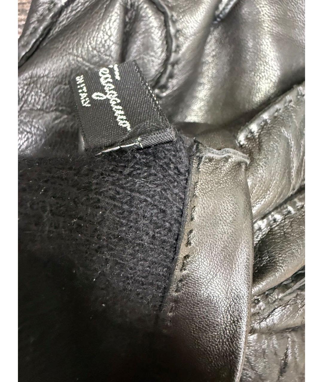 FERRAGAMO Черные кожаные перчатки, фото 7