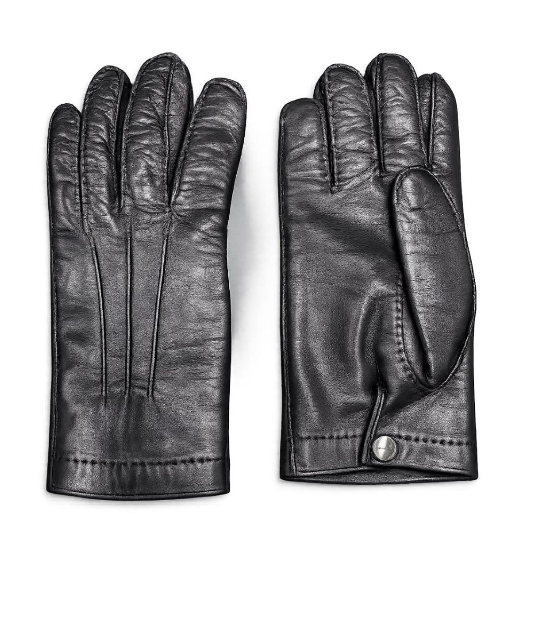 FERRAGAMO Черные кожаные перчатки, фото 9