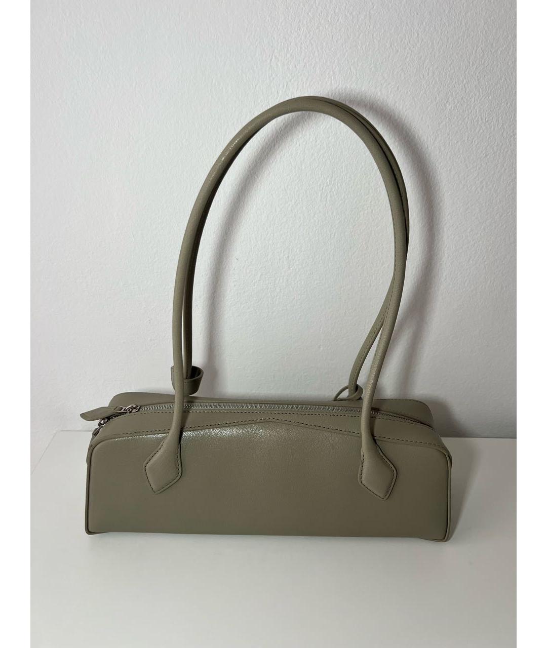 ALAIA Хаки кожаная сумка с короткими ручками, фото 3