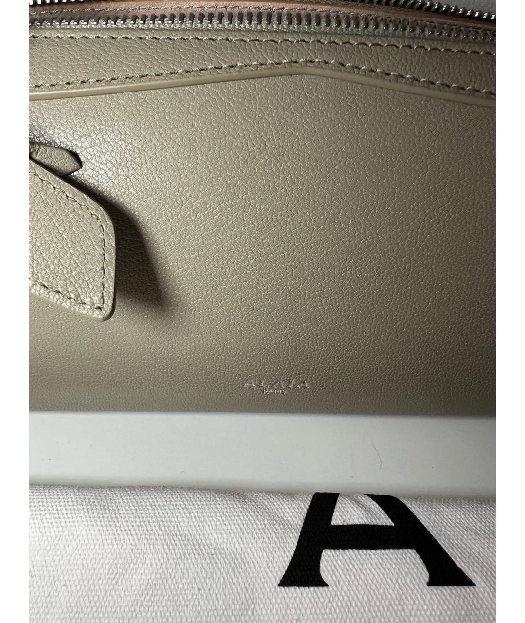 ALAIA Хаки кожаная сумка с короткими ручками, фото 6