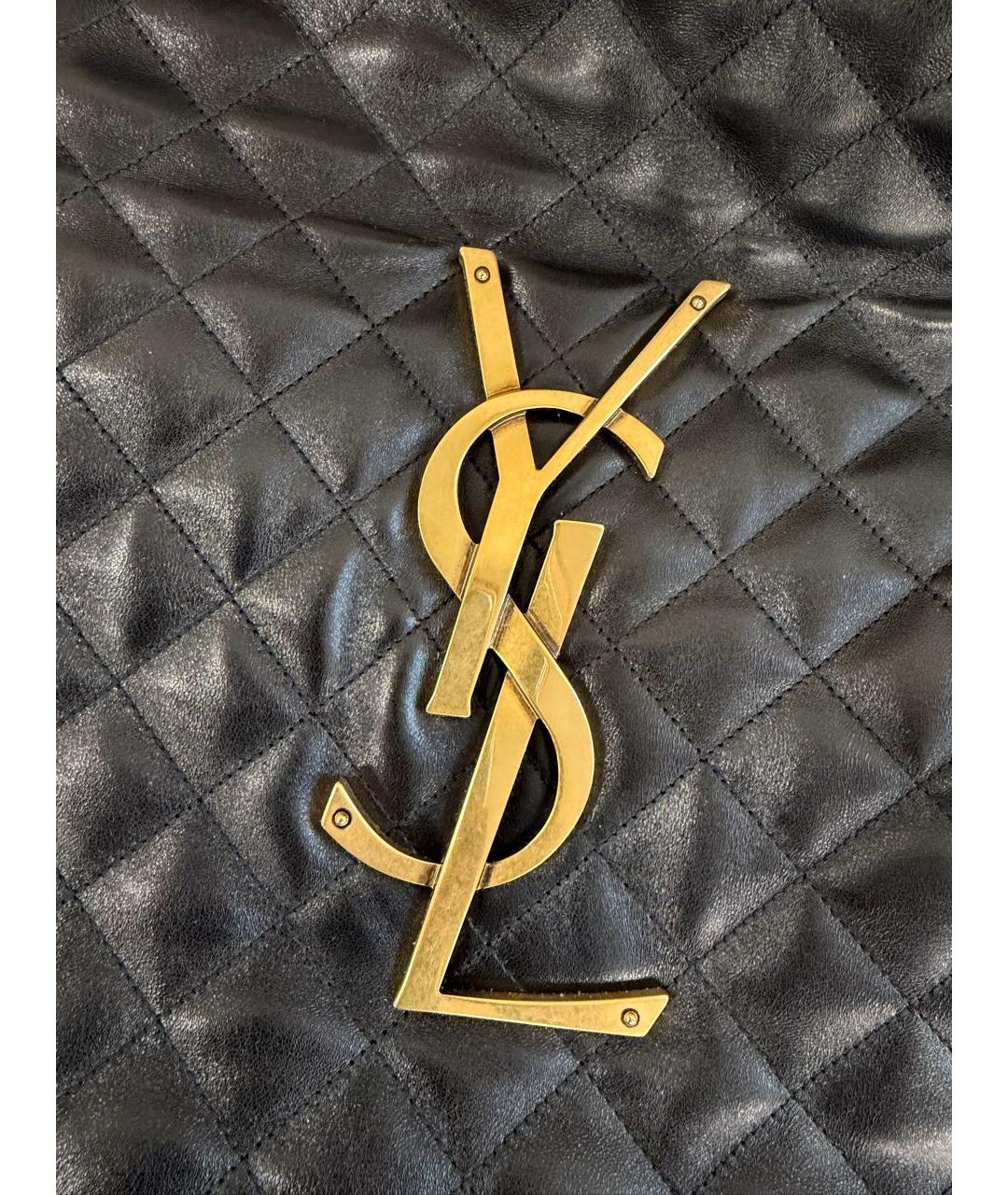 SAINT LAURENT Черная кожаная сумка тоут, фото 6