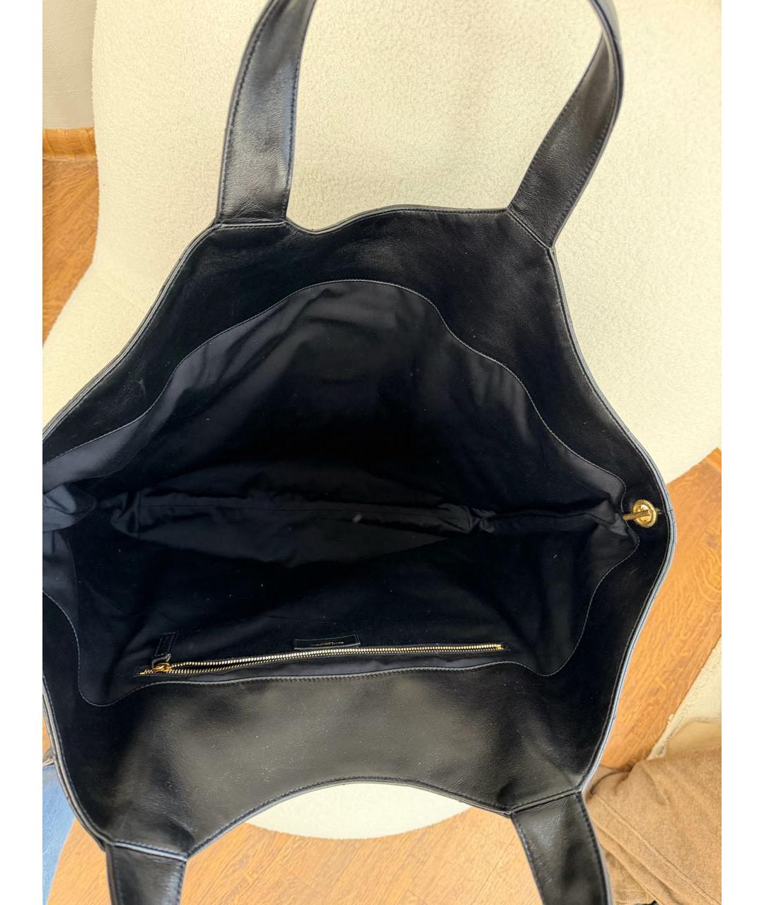 SAINT LAURENT Черная кожаная сумка тоут, фото 4