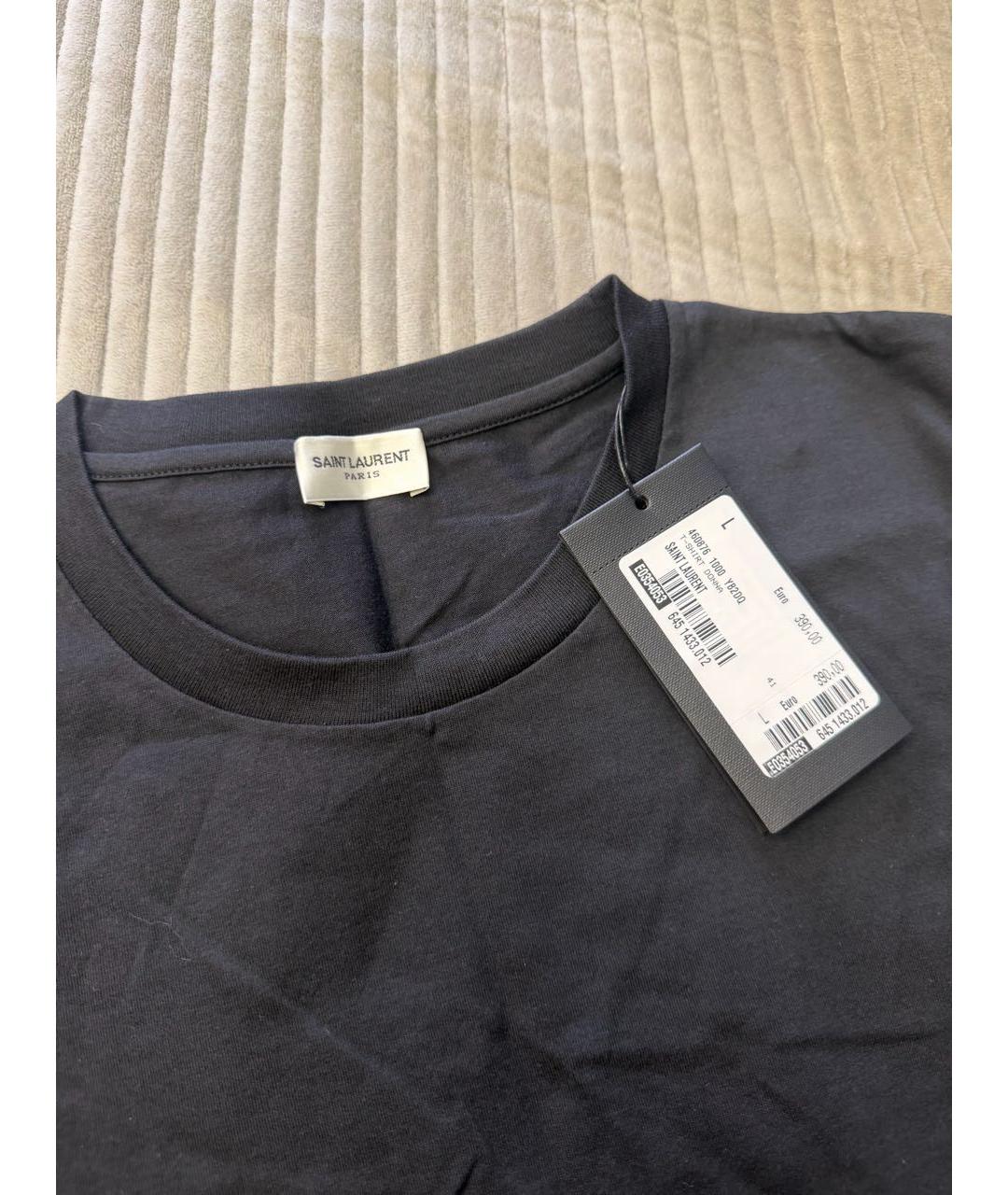 SAINT LAURENT Черная хлопковая футболка, фото 4